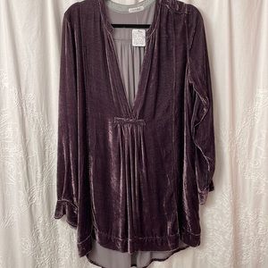 Free People Velvet Tunic Dress Purple M NWT